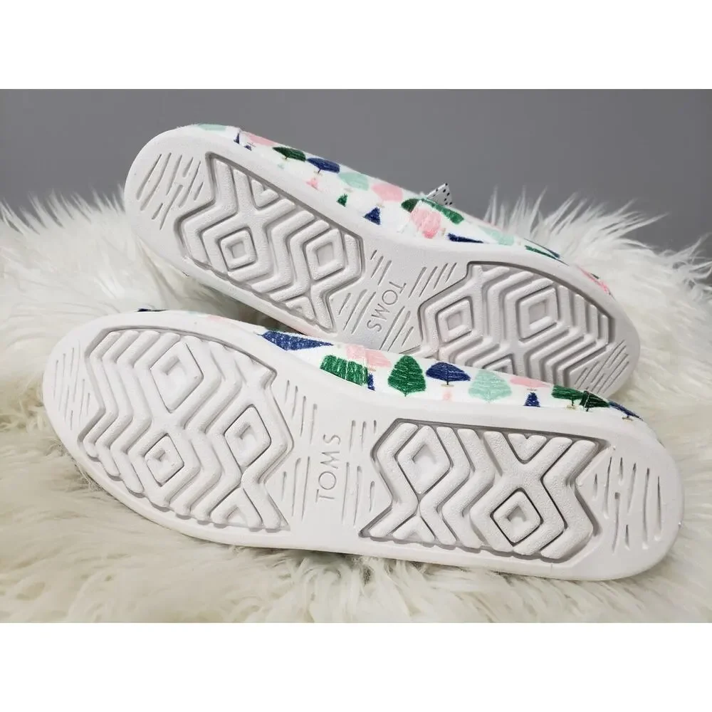 NEW Tom's Alpargata Christmas Bottle Brush Tree‎ Holiday Slip On Shoes Size 8.5